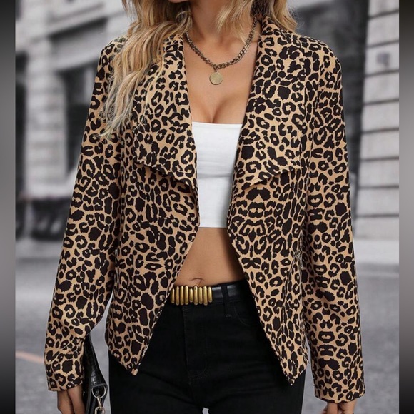 BellanBlue Jackets & Blazers - Leopard Print Open Front Blazer